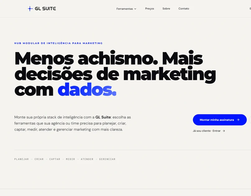 Site do GL Suite: menos achismo, mais decisões de marketing com dados